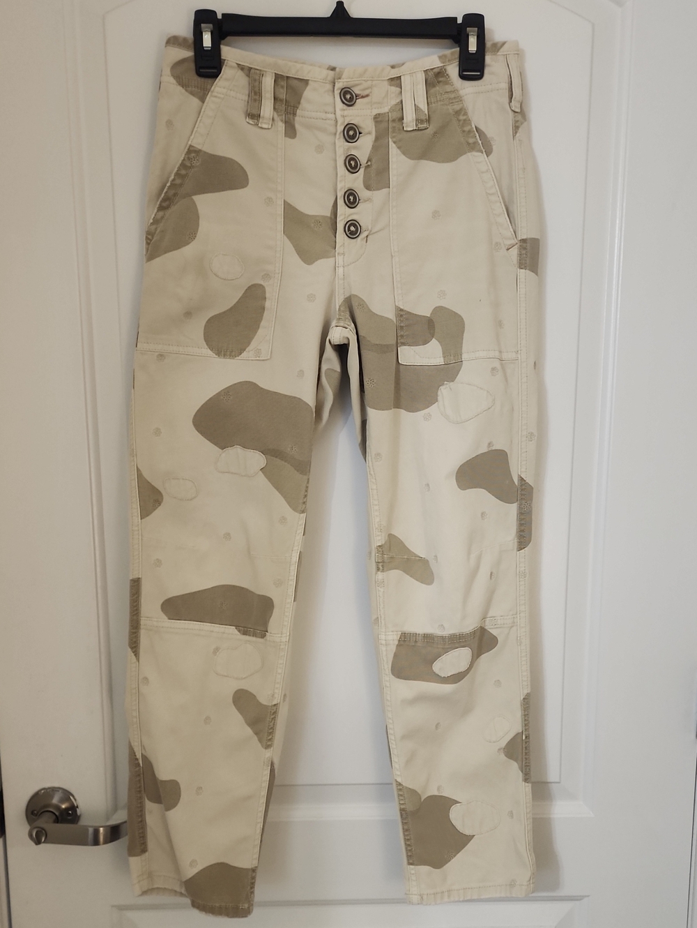 Anthropologie The Wanderer Utility Beige Camouflage Button-Fly Cargo Pants